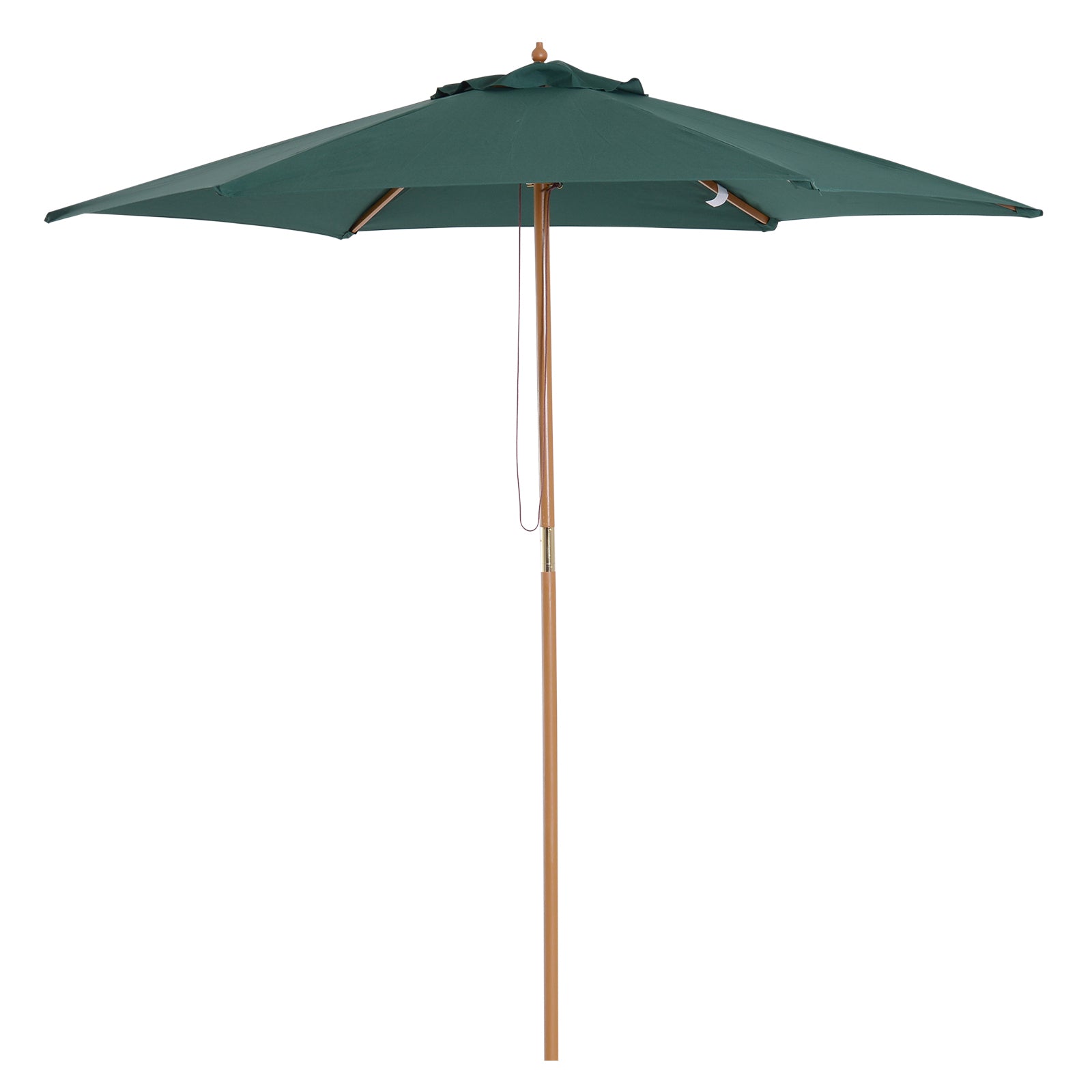 Garden Umbrella Ø250x230 cm Terrace Parasol with 6 Detachable Post Anti-UV Waterproof and Wooden Frame for Beach Patio Green