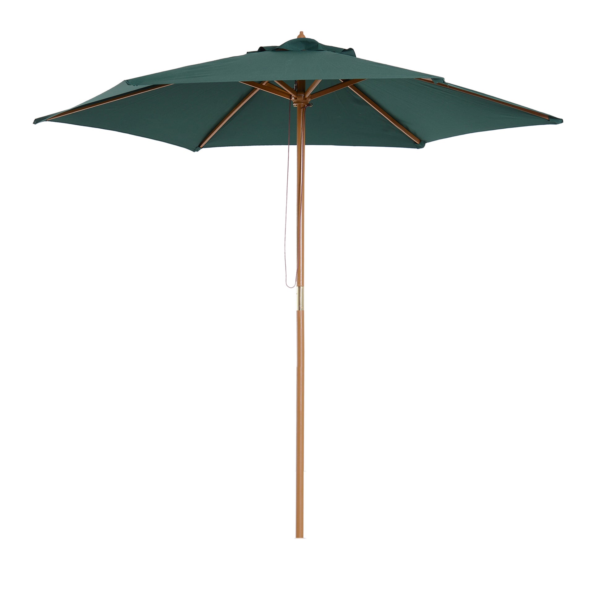 Garden Umbrella Ø250x230 cm Terrace Parasol with 6 Detachable Post Anti-UV Waterproof and Wooden Frame for Beach Patio Green