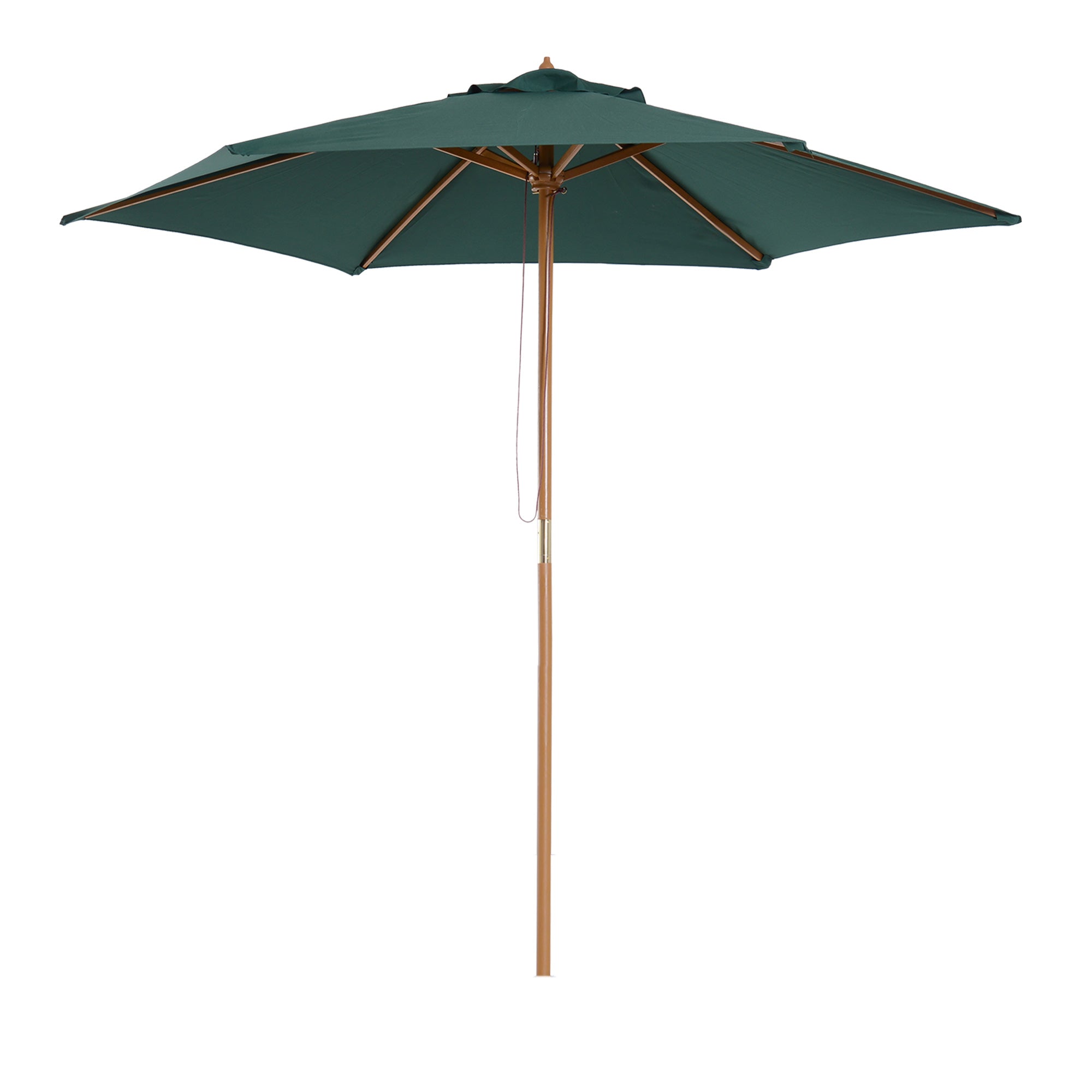 Garden Umbrella Ø250x230 cm Terrace Parasol with 6 Detachable Post Anti-UV Waterproof and Wooden Frame for Beach Patio Green