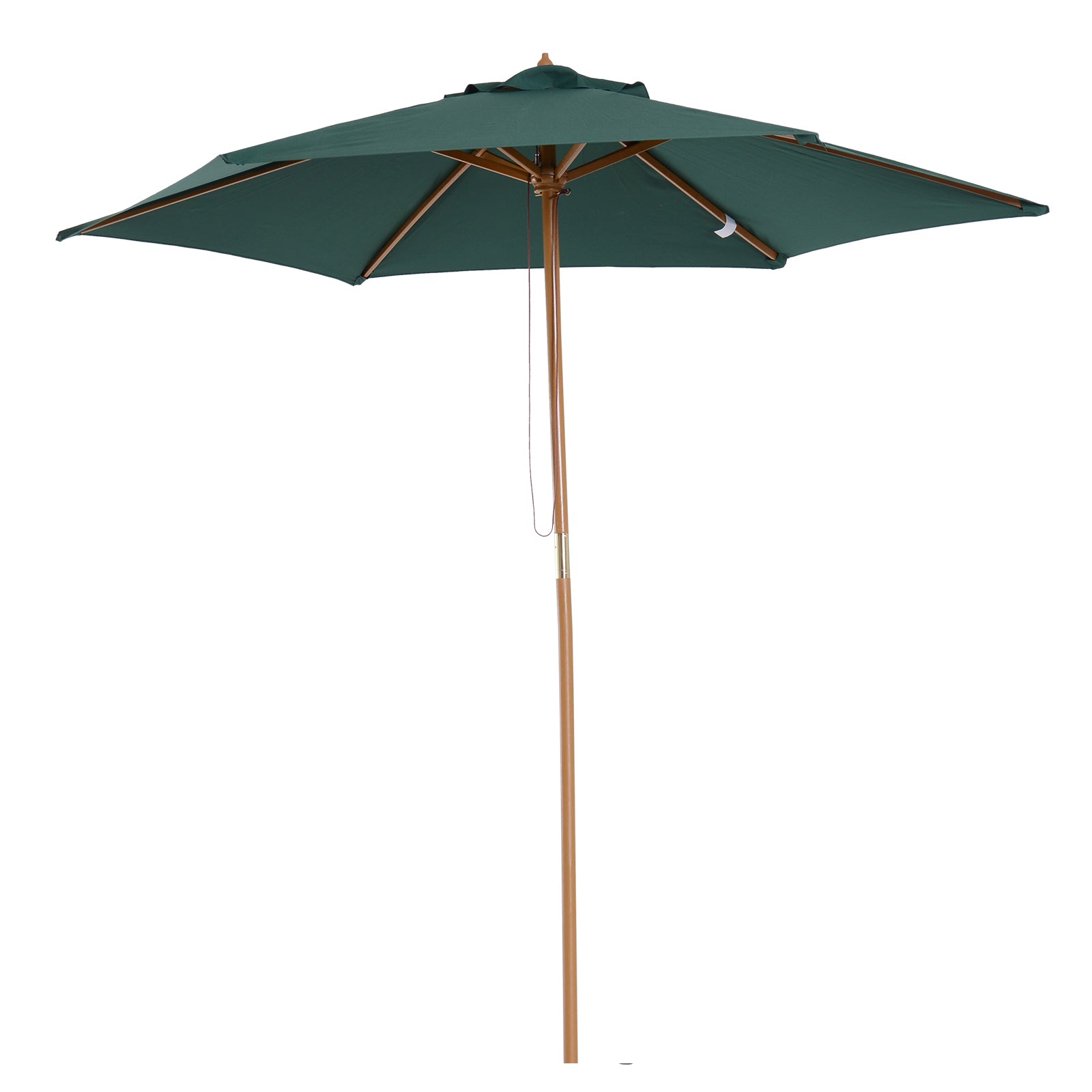 Garden Umbrella Ø250x230 cm Terrace Parasol with 6 Detachable Post Anti-UV Waterproof and Wooden Frame for Beach Patio Green