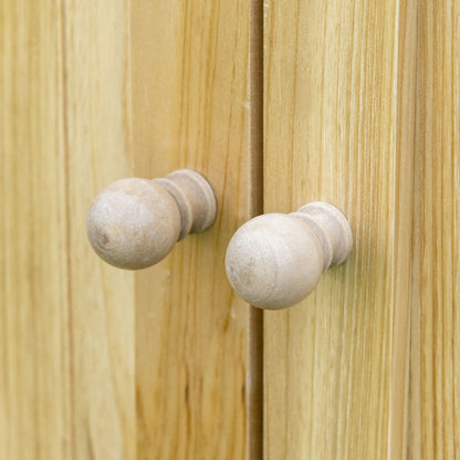 Garden Cabinet, Garden Storage Cabinet, with galvanized metal worktop double door shelf with handle solid wood raised feet 80 x 45 x 92 cm natural wood