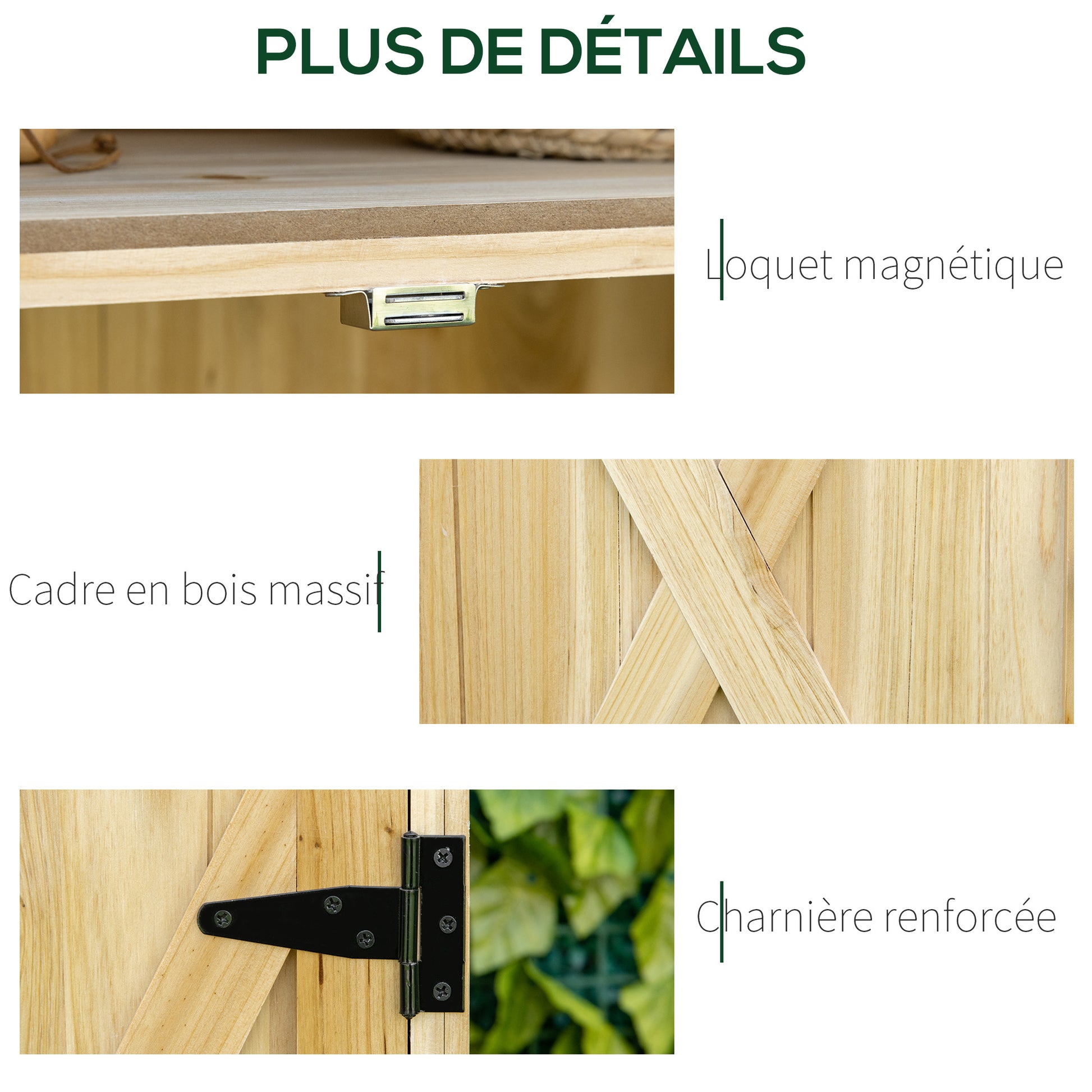 Garden Cabinet, Garden Storage Cabinet, with galvanized metal worktop double door shelf with handle solid wood raised feet 80 x 45 x 92 cm natural wood