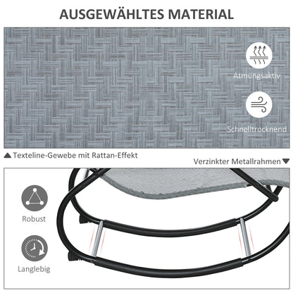 Rocking Chair Rocking Sun Lounger with Headrest Sun Lounger Swing up to 160 kg load Texteline Gray 61 x 160 x 79 cm