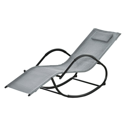 Rocking Chair Rocking Sun Lounger with Headrest Sun Lounger Swing up to 160 kg load Texteline Gray 61 x 160 x 79 cm