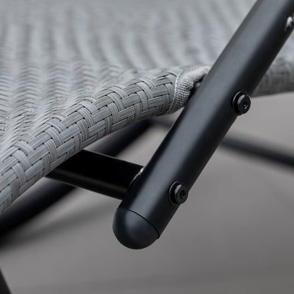 Rocking Chair Rocking Sun Lounger with Headrest Sun Lounger Swing up to 160 kg load Texteline Gray 61 x 160 x 79 cm