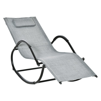 Rocking Chair Rocking Sun Lounger with Headrest Sun Lounger Swing up to 160 kg load Texteline Gray 61 x 160 x 79 cm