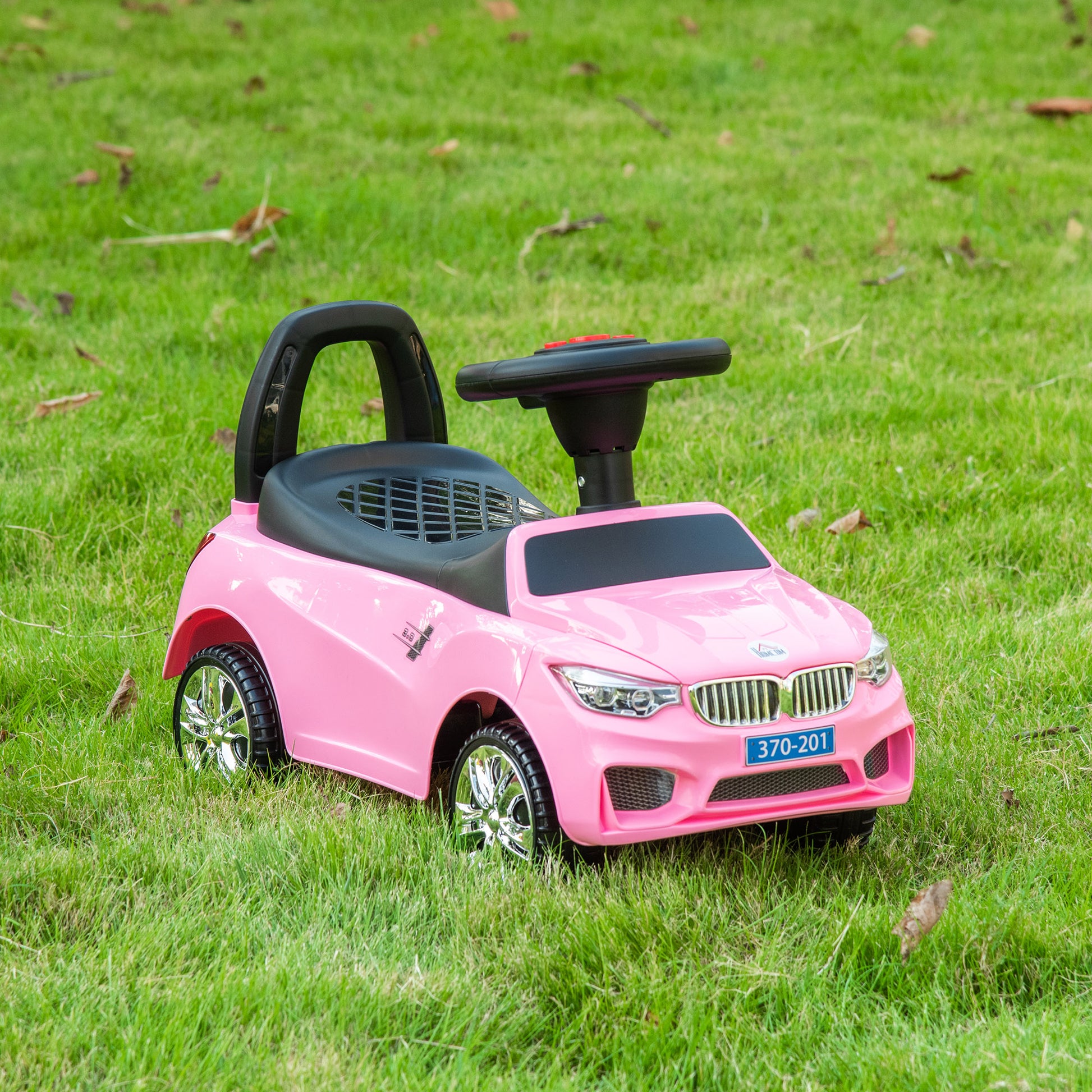 Ride-On Car for Kids 18-36 Months Walker Ride-On with Headlights Music Horn Steering Wheel Storage Space and Push Handle 63.5x28x36 cm Pink