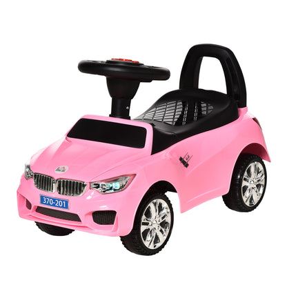 Ride-On Car for Kids 18-36 Months Walker Ride-On with Headlights Music Horn Steering Wheel Storage Space and Push Handle 63.5x28x36 cm Pink