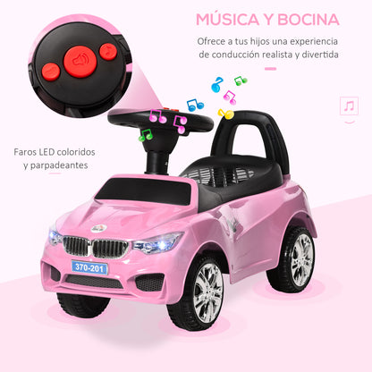 Ride-On Car for Kids 18-36 Months Walker Ride-On with Headlights Music Horn Steering Wheel Storage Space and Push Handle 63.5x28x36 cm Pink