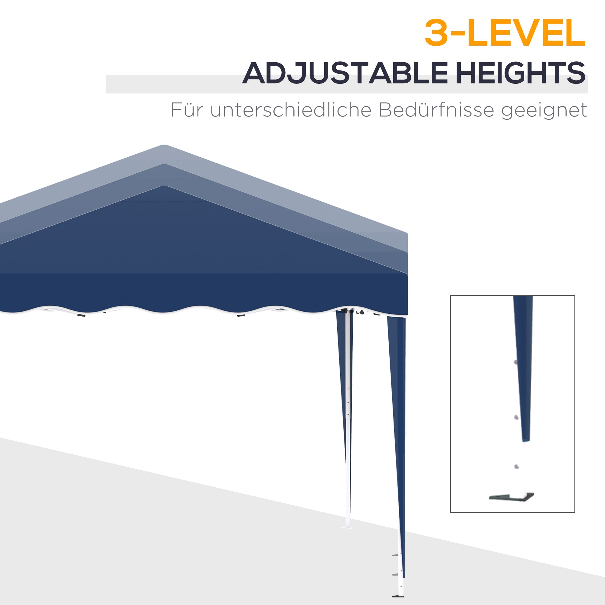 Folding Pavilion Pavilion 3 x 3 m Garden Pavilion Foldable Party Tent Adjustable Height Gazebo with Carrying Bag UV Protection Steel Oxford Blue