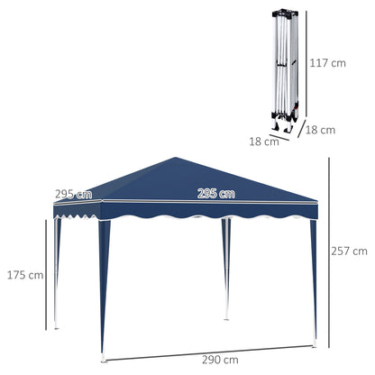 Folding Pavilion Pavilion 3 x 3 m Garden Pavilion Foldable Party Tent Adjustable Height Gazebo with Carrying Bag UV Protection Steel Oxford Blue
