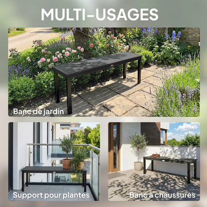 Metal Garden Bench, 2-Seater with Wood-Effect Slatted Seat, Backless Steel Frame for Patio, Balcony, Park — 529 lb Capacity, 51.2 x 13.4 x 16.9 in, Gray