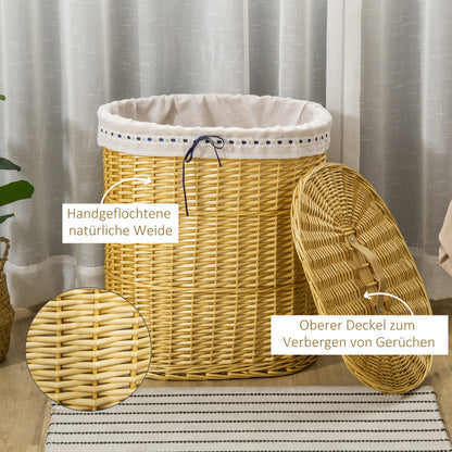 Willow Laundry Basket with Lid Laundry Collector with Handle, Removable Laundry Bag, Laundry Baskets Laundry Box for Bathroom Laundry Room Bedroom Natural
