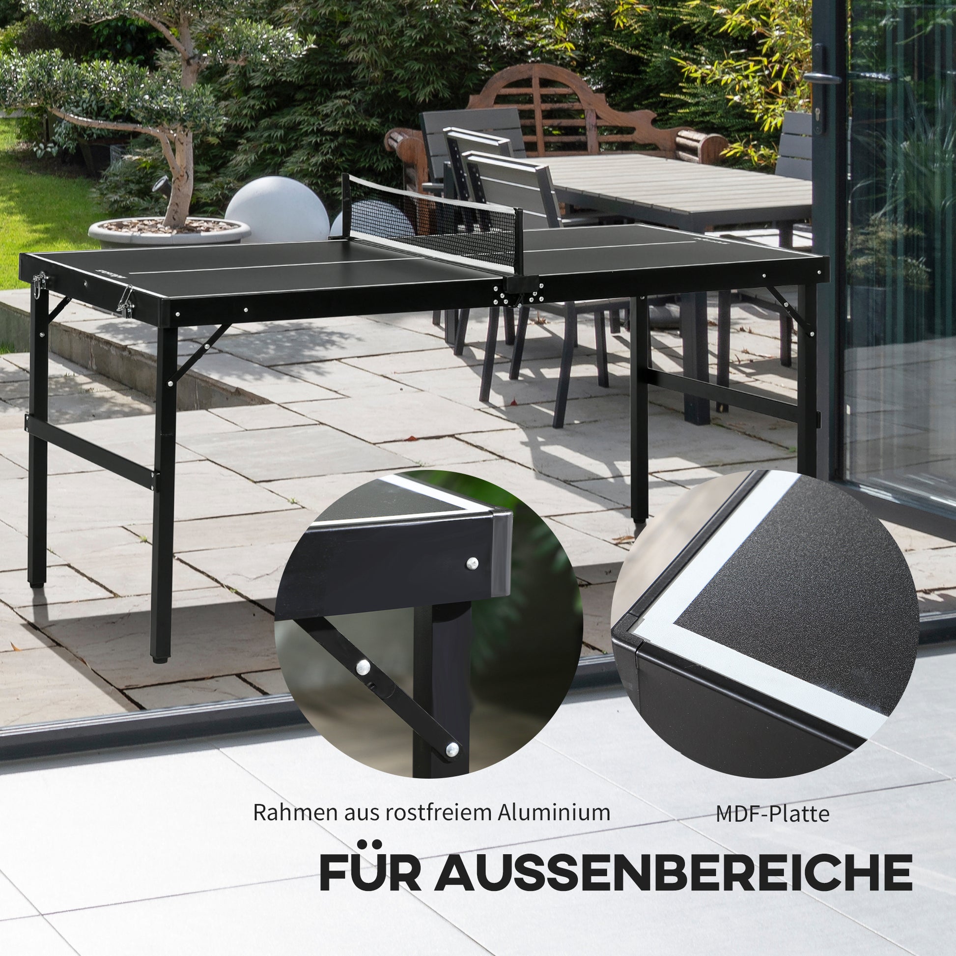 SPORTNOW Mini Folding Table Tennis Table Tennis Table Indoor Game for Home Aluminum Black