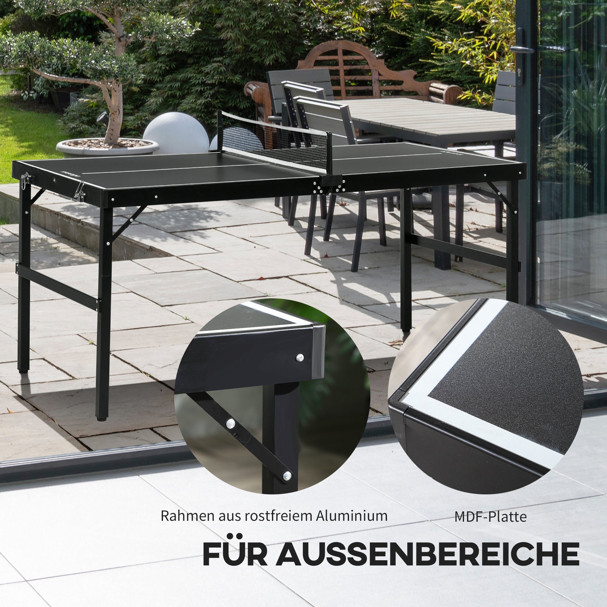 SPORTNOW Mini Folding Table Tennis Table Tennis Table Indoor Game for Home Aluminum Black