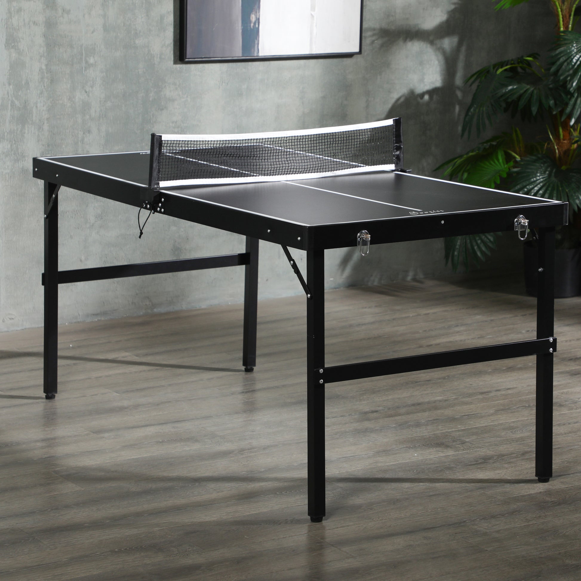 SPORTNOW Mini Folding Table Tennis Table Tennis Table Indoor Game for Home Aluminum Black
