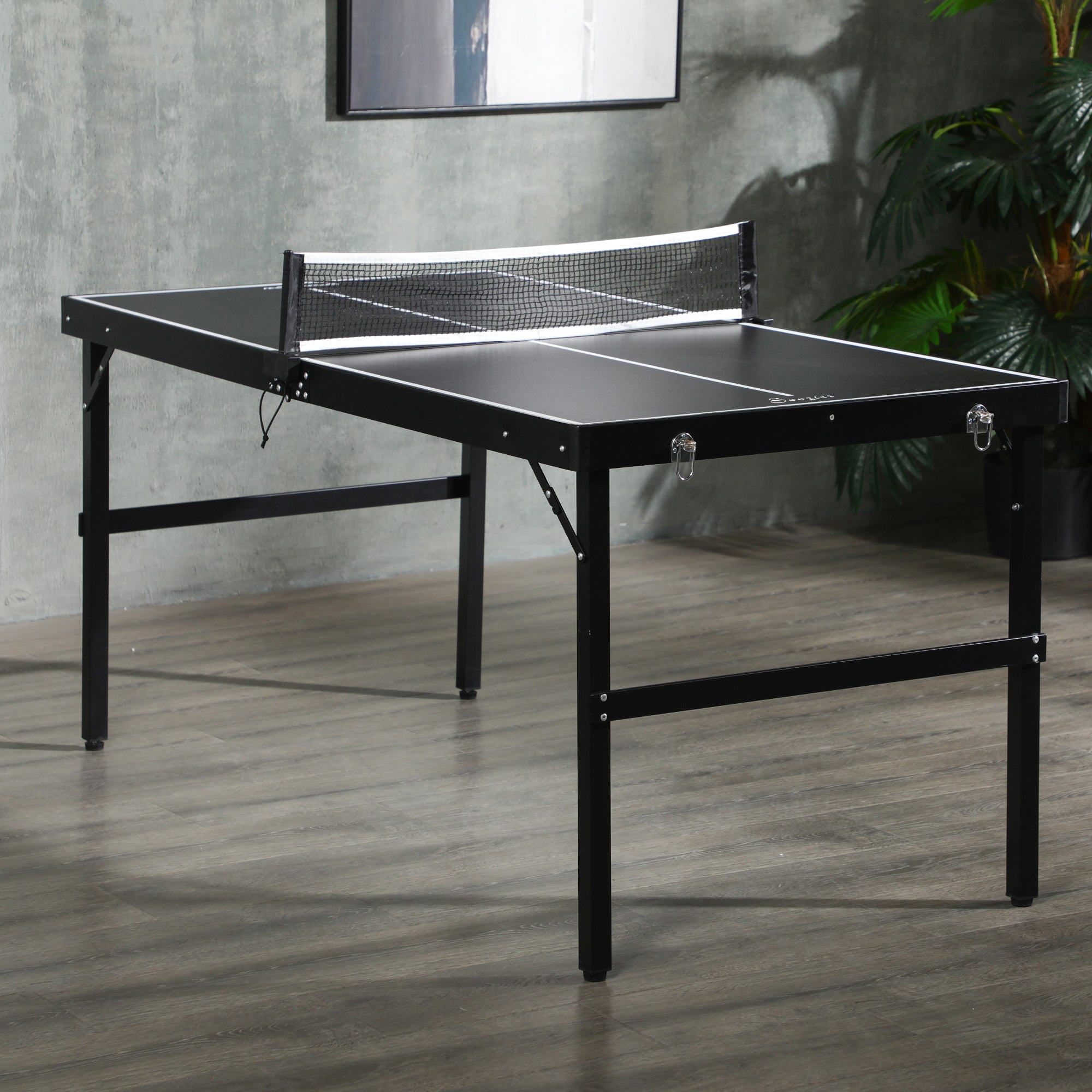 SPORTNOW Mini Folding Table Tennis Table Tennis Table Indoor Game for Home Aluminum Black