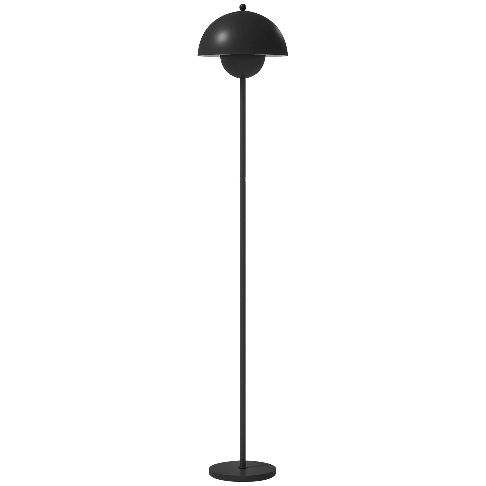 Modern 155 cm Floor Lamp Floor Lamp with Bowl-shaped Shade Reflecting Light Foot Switch E27 Socket Bulb not Included for Bedroom Office Living Room Black