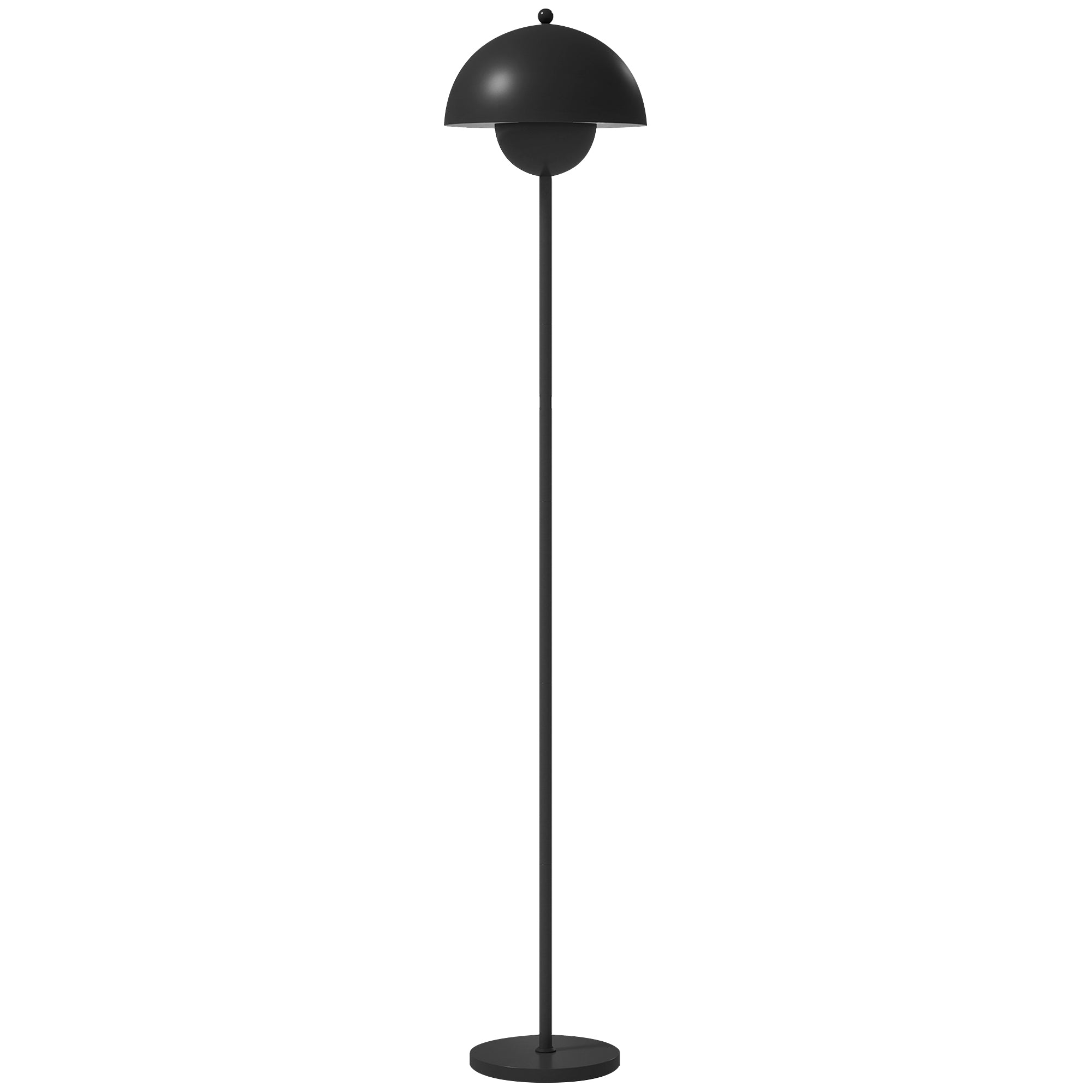 Modern 155 cm Floor Lamp Floor Lamp with Bowl-shaped Shade Reflecting Light Foot Switch E27 Socket Bulb not Included for Bedroom Office Living Room Black