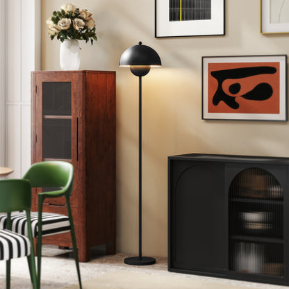 Modern 155 cm Floor Lamp Floor Lamp with Bowl-shaped Shade Reflecting Light Foot Switch E27 Socket Bulb not Included for Bedroom Office Living Room Black