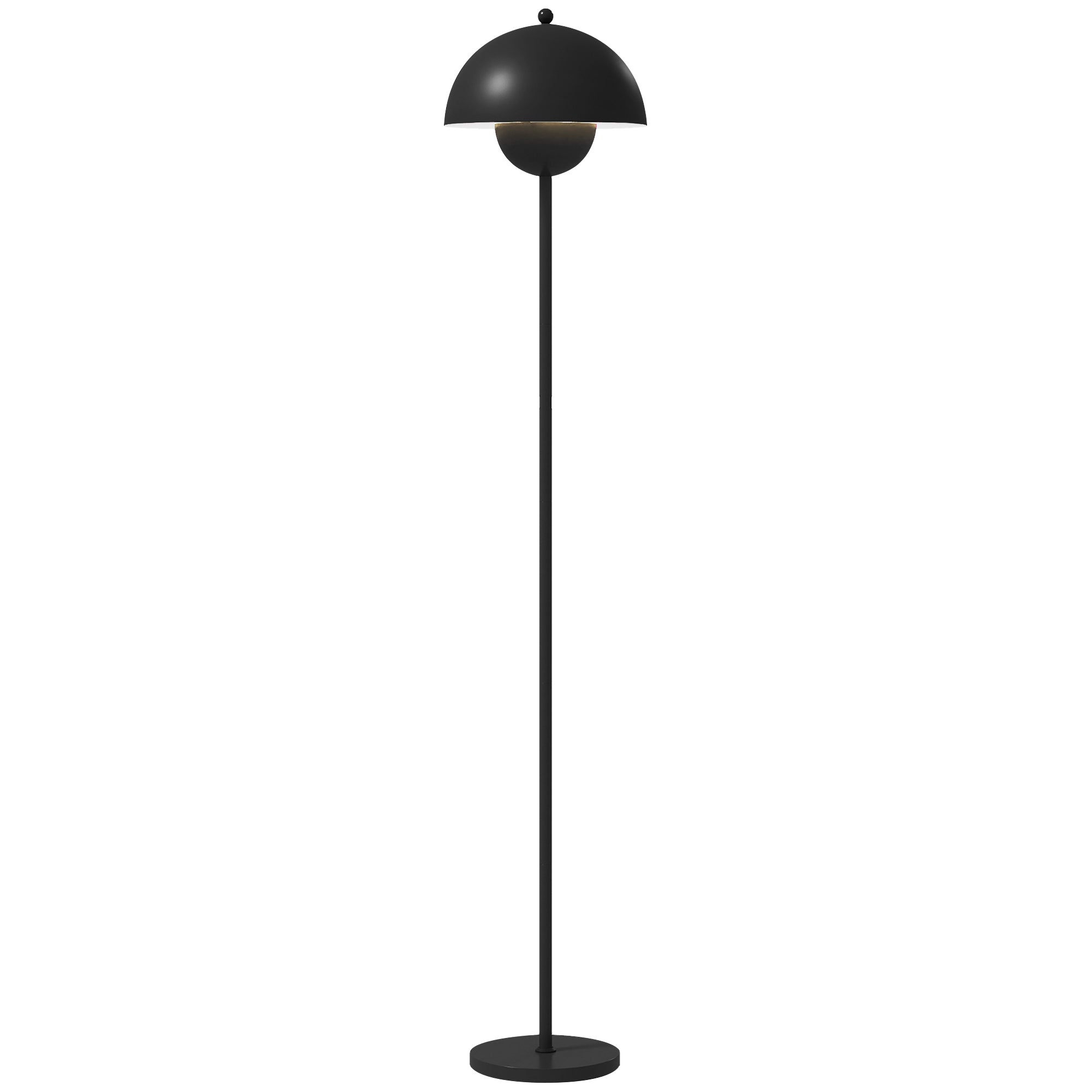 Modern 155 cm Floor Lamp Floor Lamp with Bowl-shaped Shade Reflecting Light Foot Switch E27 Socket Bulb not Included for Bedroom Office Living Room Black