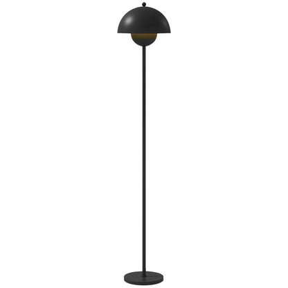 Modern 155 cm Floor Lamp Floor Lamp with Bowl-shaped Shade Reflecting Light Foot Switch E27 Socket Bulb not Included for Bedroom Office Living Room Black