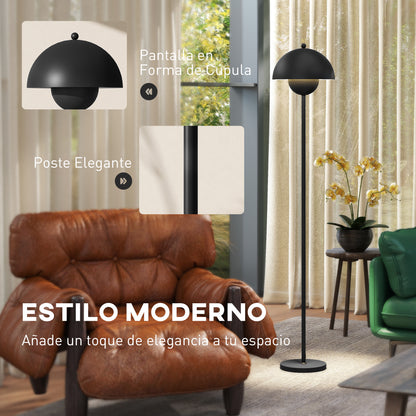Modern 155 cm Floor Lamp Floor Lamp with Bowl-shaped Shade Reflecting Light Foot Switch E27 Socket Bulb not Included for Bedroom Office Living Room Black