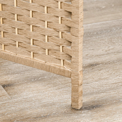 4-Panel Room Divider 63x67 inches with 2 Display Shelves Privacy Screen Folding Partition for Office Bedroom Natural