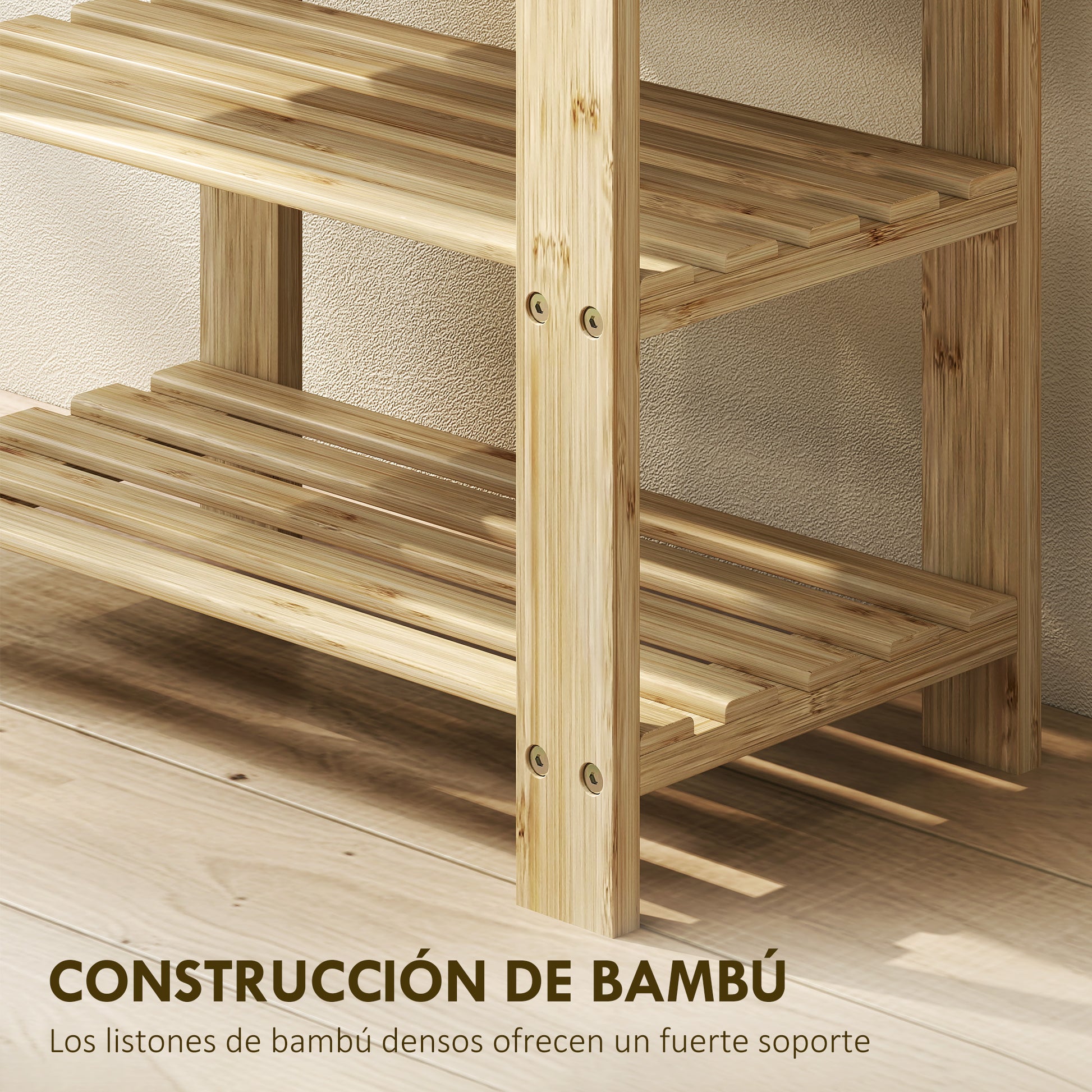 Bamboo Shoe Bench Shoe Rack with Seat Shoe Organizer 3-Layer Shoe Storage for 4 Pairs Shoes for Entryway Living Room Bedroom 50x28x45 cm Natural