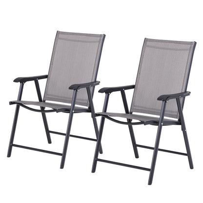 Folding Chair with Armrest 2-Pack Camping Chair Fishing Chair Metal Gray 58 x 64 x 94 cm