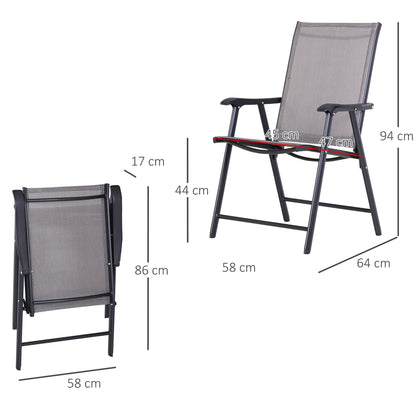 Folding Chair with Armrest 2-Pack Camping Chair Fishing Chair Metal Gray 58 x 64 x 94 cm
