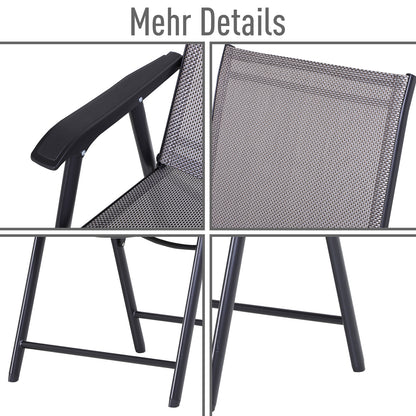 Folding Chair with Armrest 2-Pack Camping Chair Fishing Chair Metal Gray 58 x 64 x 94 cm