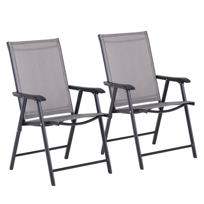 Folding Chair with Armrest 2-Pack Camping Chair Fishing Chair Metal Gray 58 x 64 x 94 cm
