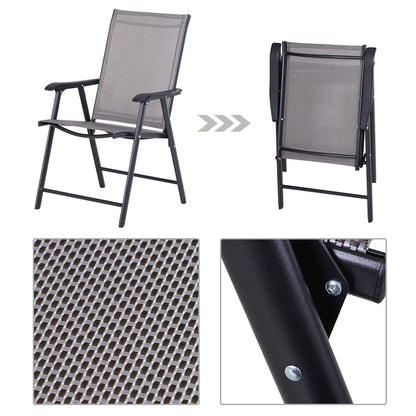 Folding Chair with Armrest 2-Pack Camping Chair Fishing Chair Metal Gray 58 x 64 x 94 cm