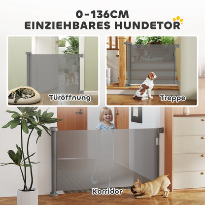 Retractable Stair Gate 0-136cm 87cm High Door Safety Gate Stair Barrier Retractable Gate Safety Gate for Pets Door Gate Protection Gate Suitable for Stairs Doors Indoor & Outdoor