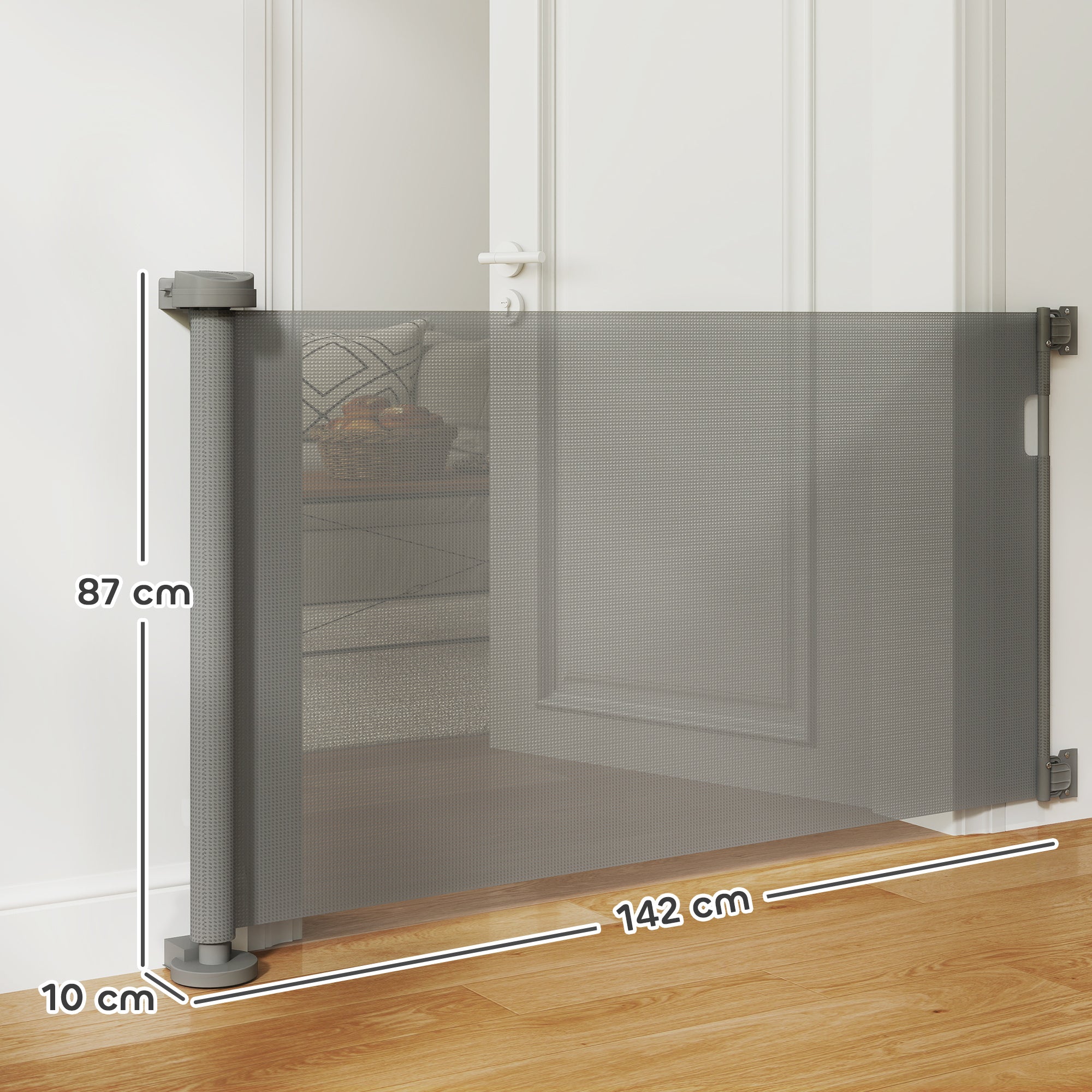 Retractable Stair Gate 0-136cm 87cm High Door Safety Gate Stair Barrier Retractable Gate Safety Gate for Pets Door Gate Protection Gate Suitable for Stairs Doors Indoor & Outdoor