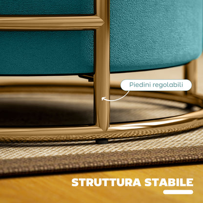 Round Velvet Storage Ottoman, Footrest with 24L Compartment and Removable Lid, for Bedroom and Living Room, Ø42x39 cm, Green