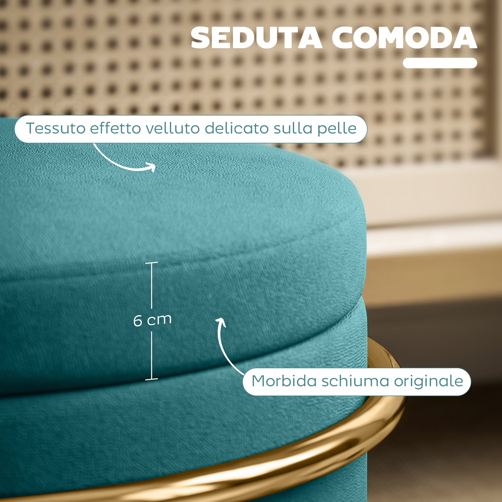 Round Velvet Storage Ottoman, Footrest with 24L Compartment and Removable Lid, for Bedroom and Living Room, Ø42x39 cm, Green