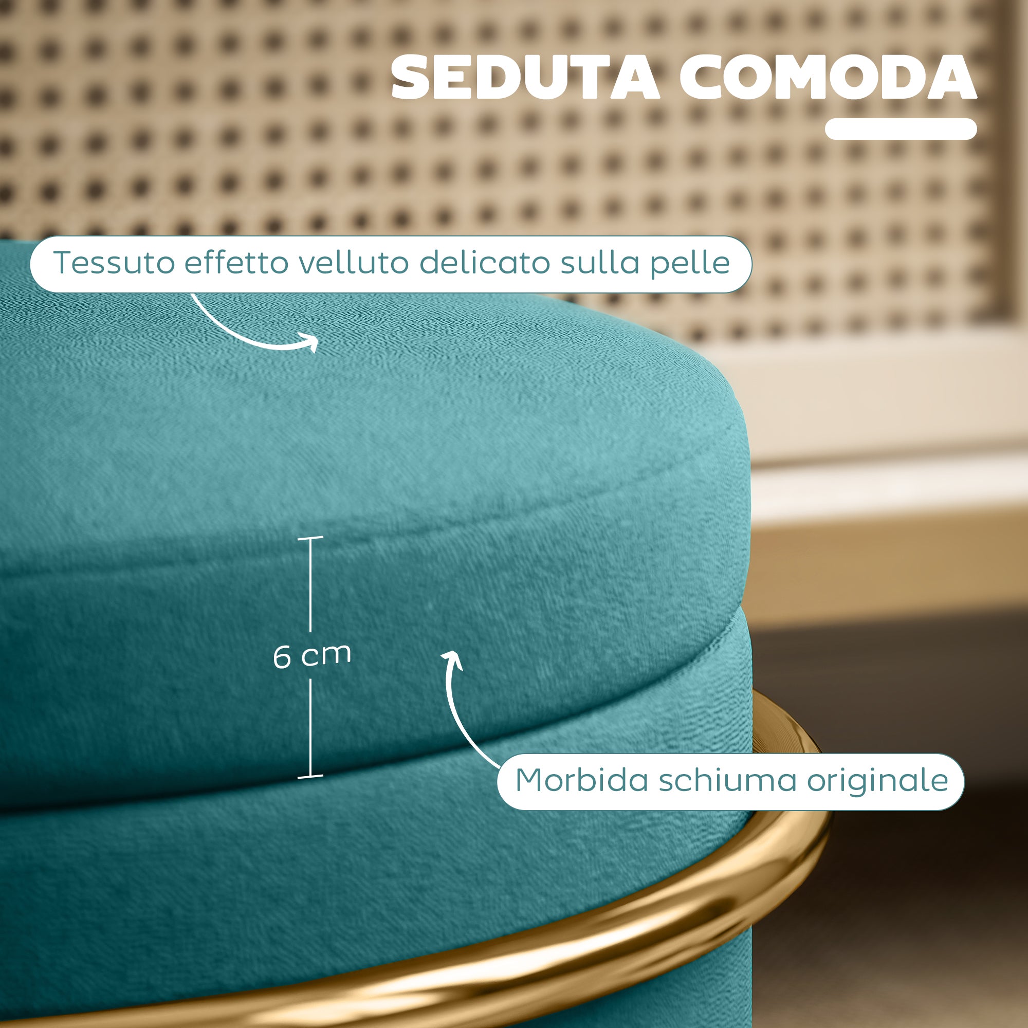 Round Velvet Storage Ottoman, Footrest with 24L Compartment and Removable Lid, for Bedroom and Living Room, Ø42x39 cm, Green