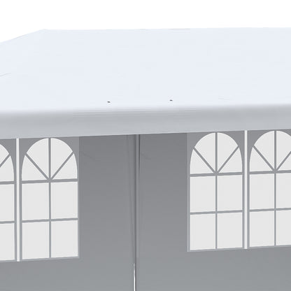 Garden Canopy 6x3 m Pavilion with 4 Removable Side Walls and 2 Transparent Windows Anti-UV Waterproof Gazebo for Outdoor Events with Steel Frame for Parties Weddings White