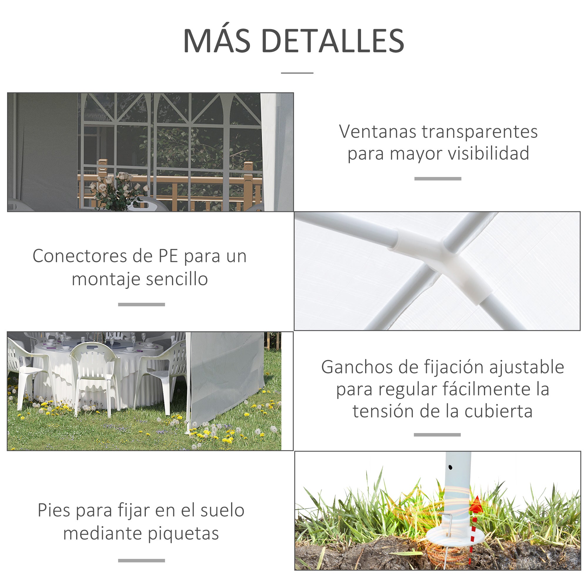 Garden Canopy 6x3 m Pavilion with 4 Removable Side Walls and 2 Transparent Windows Anti-UV Waterproof Gazebo for Outdoor Events with Steel Frame for Parties Weddings White
