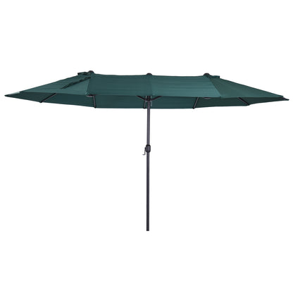 Double Umbrella 455 x 265 cm, UV Protection Sun Umbrella with Crank, Balcony Umbrella Beach Umbrella Windproof Crank Umbrella Sun Protection for Beach Balcony Garden, Dark Green
