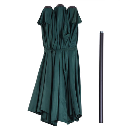 Double Umbrella 455 x 265 cm, UV Protection Sun Umbrella with Crank, Balcony Umbrella Beach Umbrella Windproof Crank Umbrella Sun Protection for Beach Balcony Garden, Dark Green