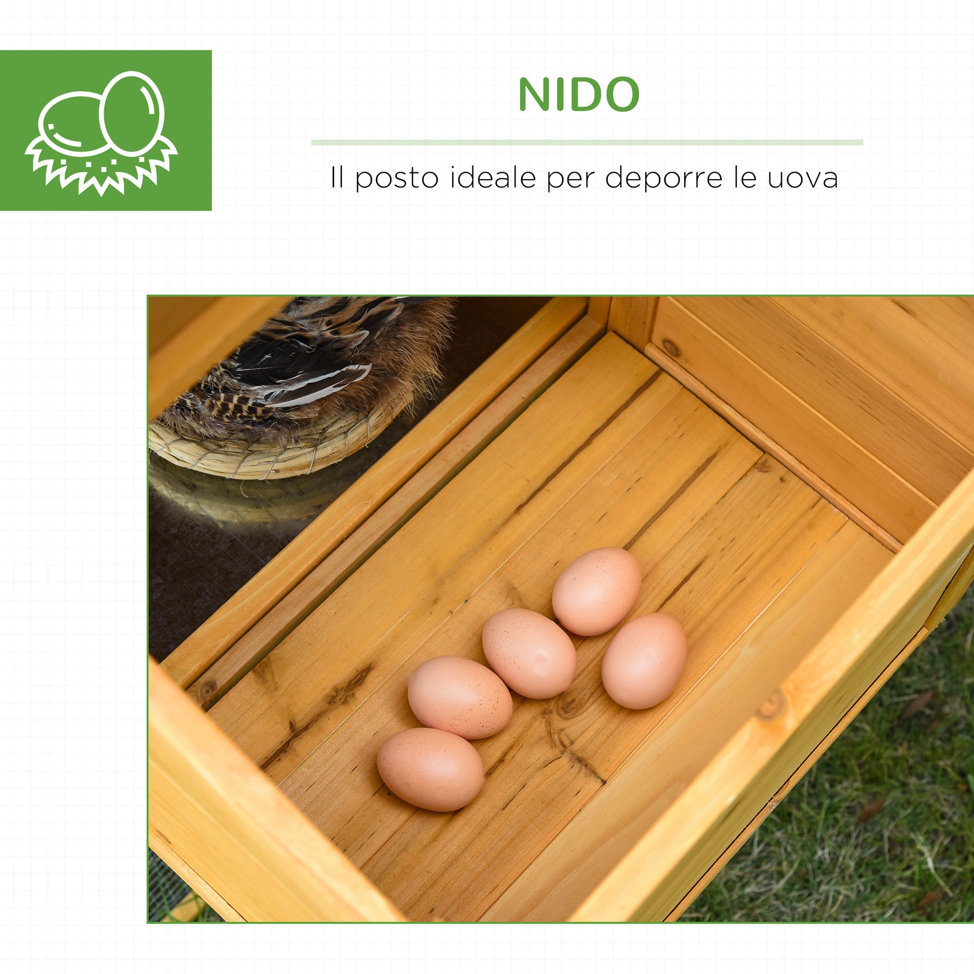 Chicken Coop with House and Open Area, Nest with Openable Roof and Wire Mesh, Yellow Wooden Chicken Coop, 168x75x103cm