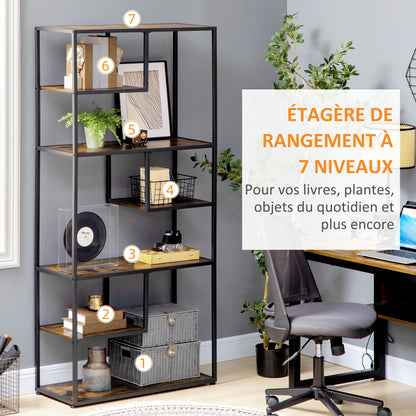 Industrial Style 7-Tier Steel Frame Storage Bookcase for Living Room Bedroom Kitchen - 83 x 34 x 180 cm