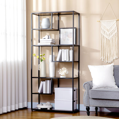 Industrial Style 7-Tier Steel Frame Storage Bookcase for Living Room Bedroom Kitchen - 83 x 34 x 180 cm