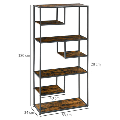 Industrial Style 7-Tier Steel Frame Storage Bookcase for Living Room Bedroom Kitchen - 83 x 34 x 180 cm