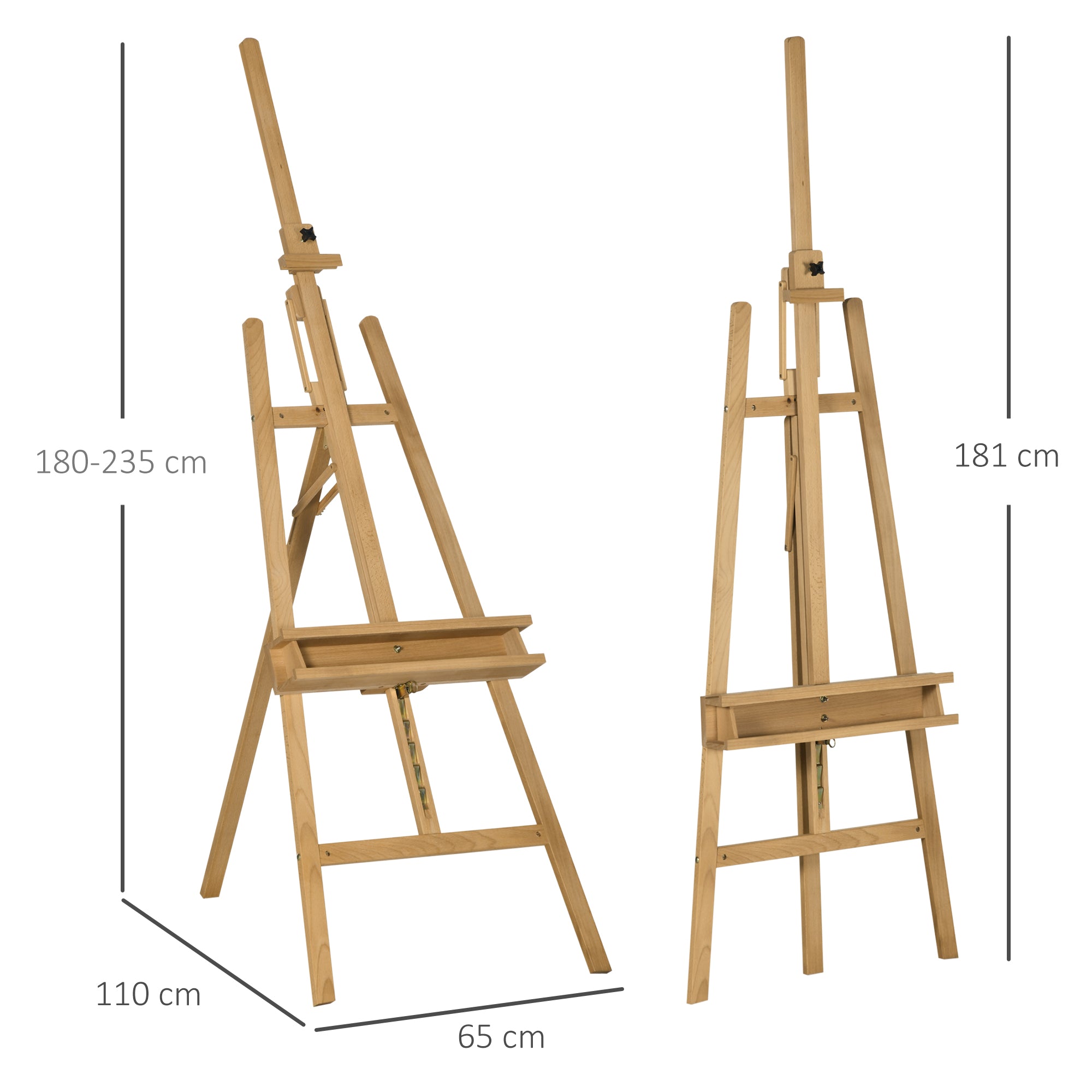 Easel Stand Easel Folding Studio Easel Height Adjustable Canvas Stand with Holder for Canvases, Art Painting, Wood, up to 120 cm Height