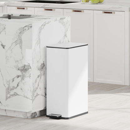 20 L (5.3 gal) Step Trash Can — Soft-Close Lid, Pedal & Removable Inner Bucket, Fingerprint-Resistant Stainless Steel, White