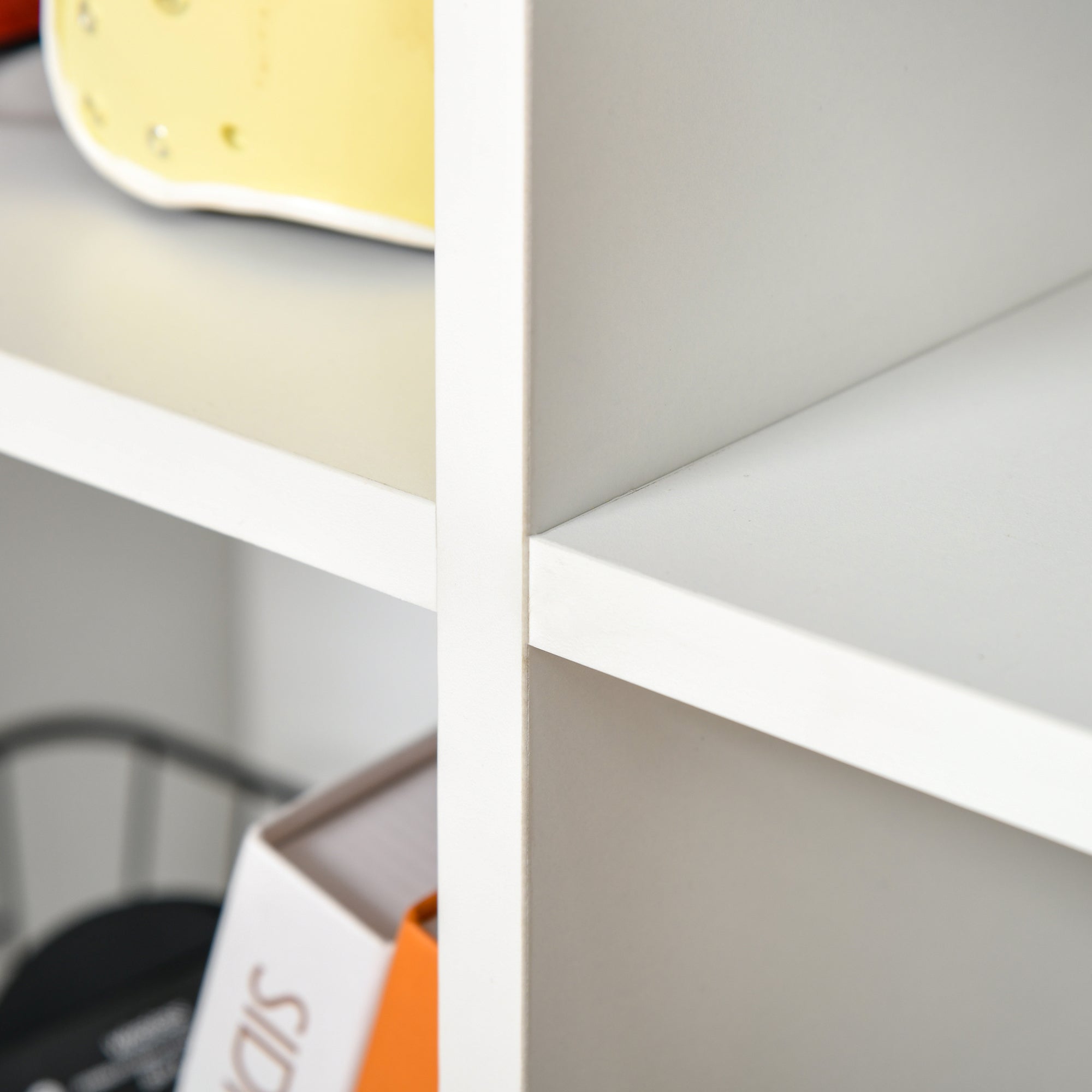 Bookshelf Wooden 3-Tier Shelves with 6 Storage Cubes for Living Room Bedroom Office 65.5x30x97.5 cm White